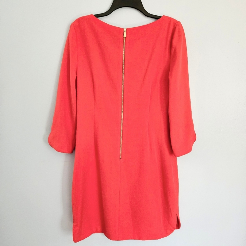 Vince Camuto Peachy Orange Long Sleeve Shift Dress w Split Sleeves & Hem Size 10 - Picture 7 of 7
